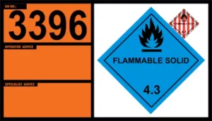 UN 3396 – Organometallic Substance, Solid, Water- Reactive, Flammable, Class 4.3 (Class 4.1)