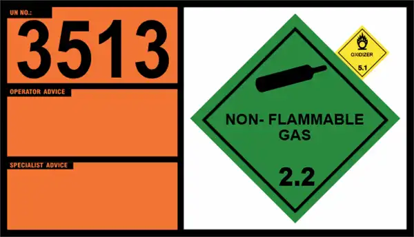 UN 3513 – Adsorbed Gas, Oxidizing, N.O.S., Class 2.2 (Class 5.1)